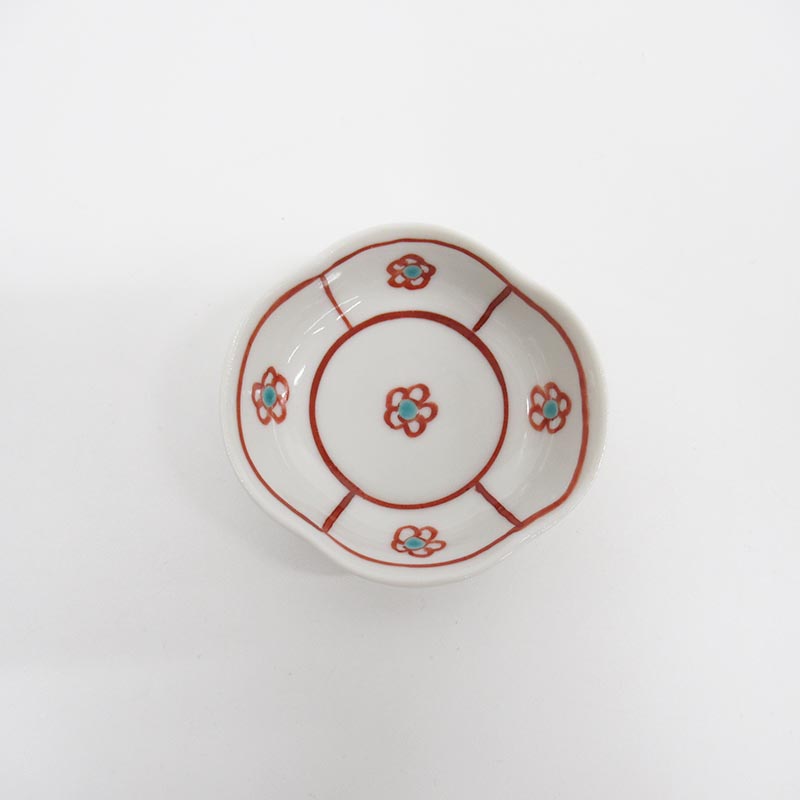 安東眉石窯  ツバ型豆皿  小梅文